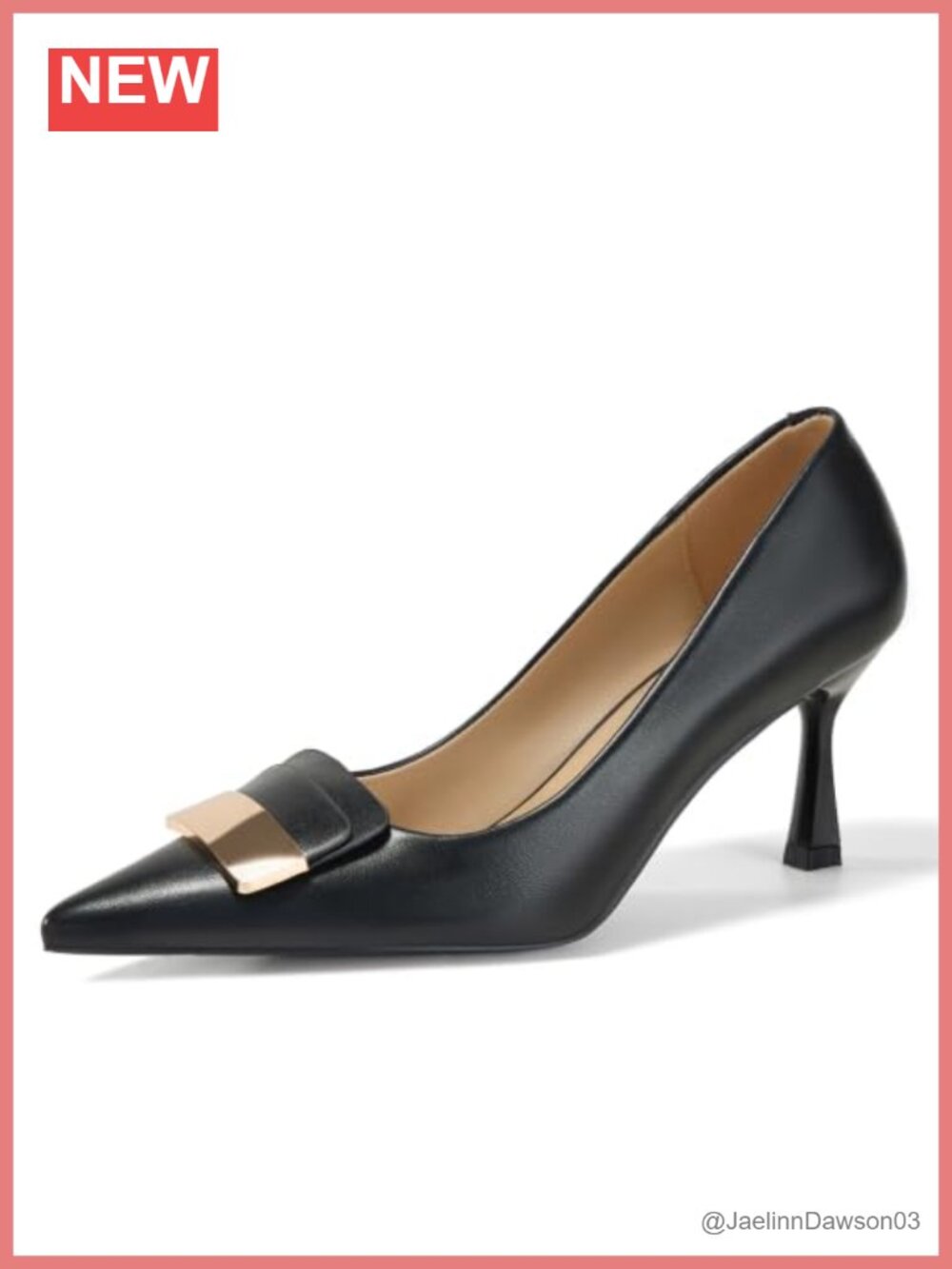Women's Pointed Toe Pumps, Lambskin Insole, Metal Deco Dress Shoes